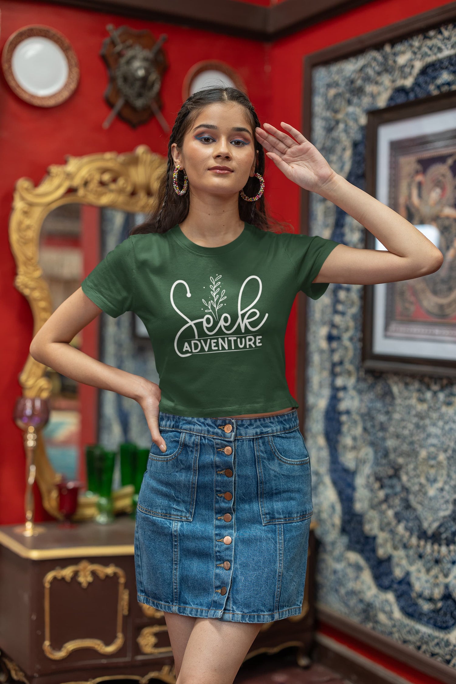 WOMENS OLIVE GREEN CROP TOP