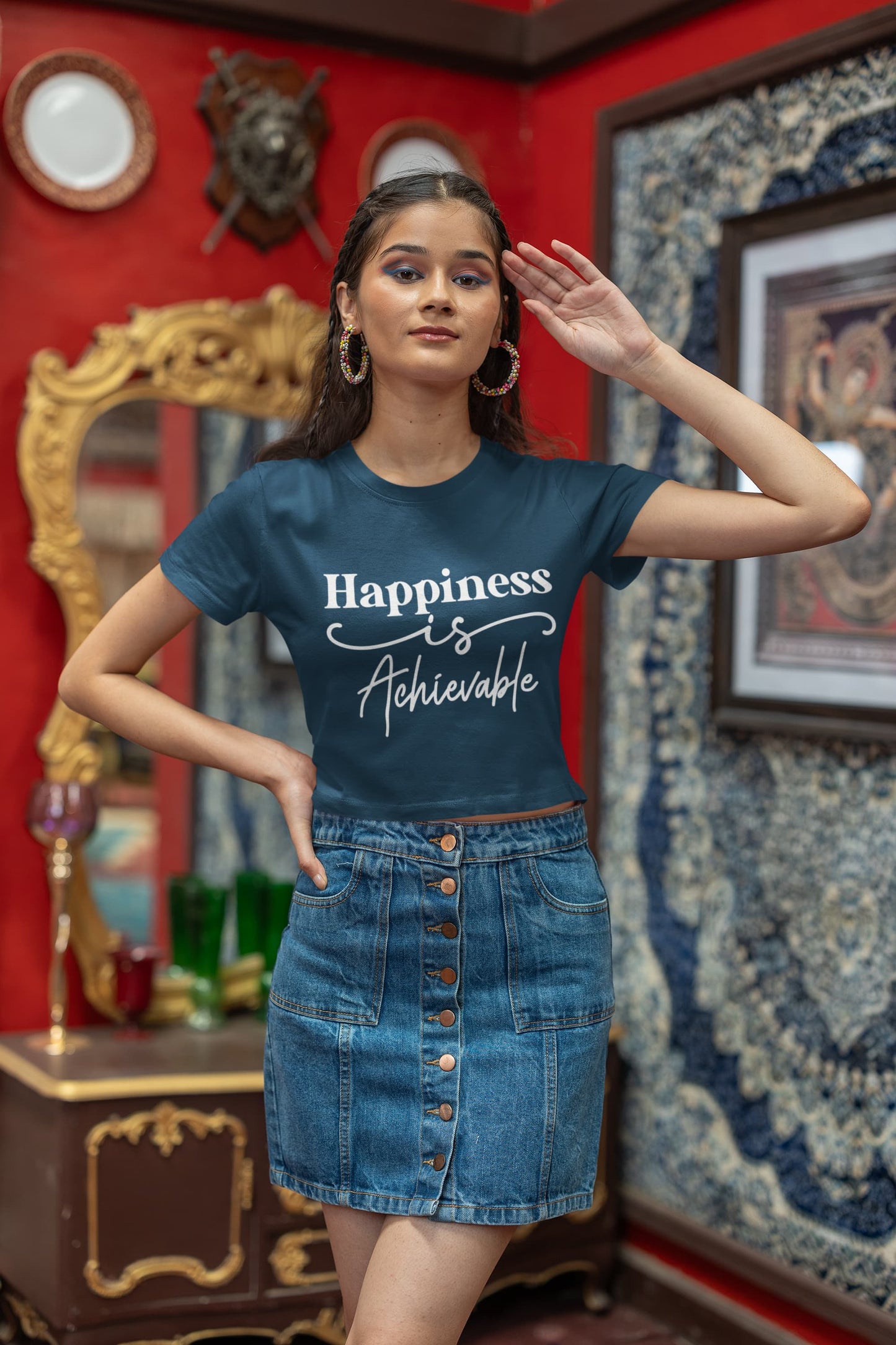 WOMENS NAVY BLUE CROP TOP