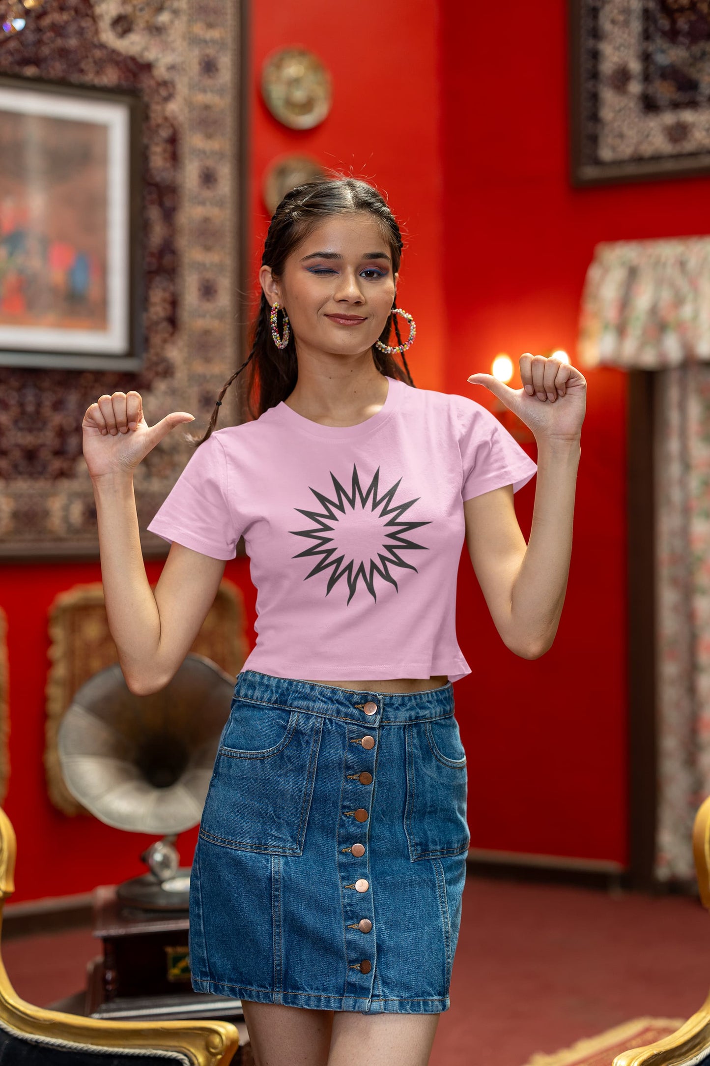 WOMENS LIGHT PINK CROP TOP