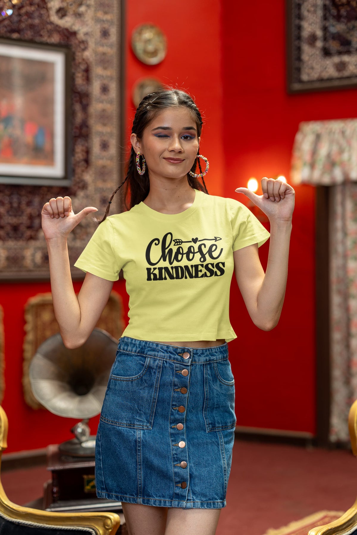 WOMENS BUTTER YELLOW CROP TOP 