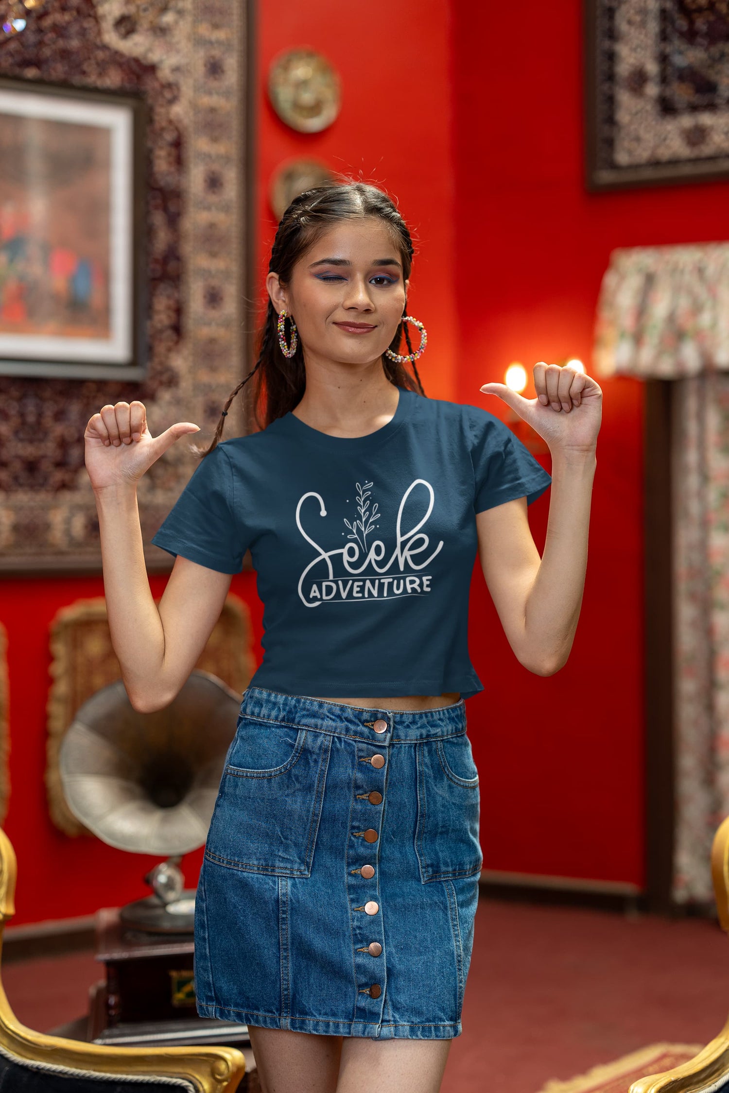 WOMENS NAVY BLUE CROP TOP