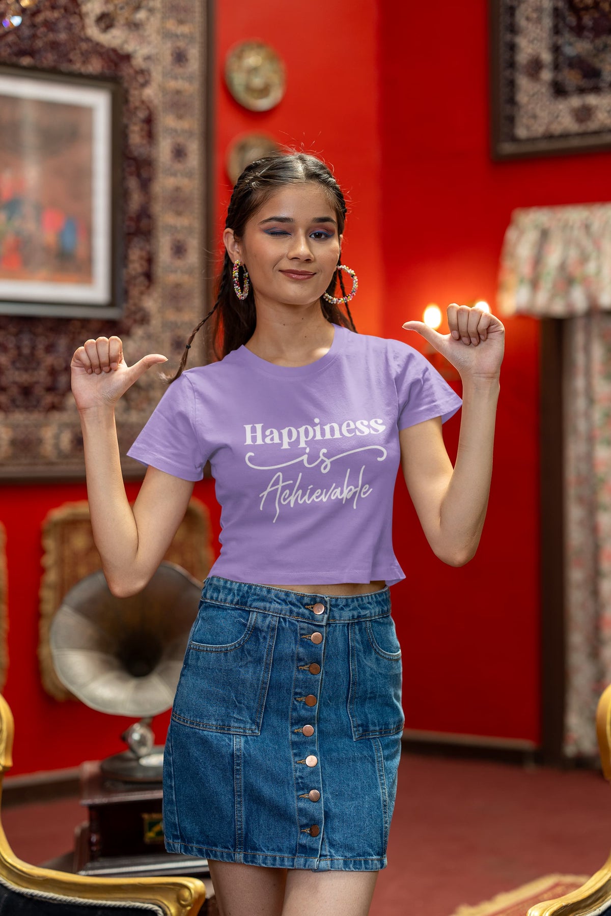 Karavirs® Reachable Iris Lavender crop top for women India