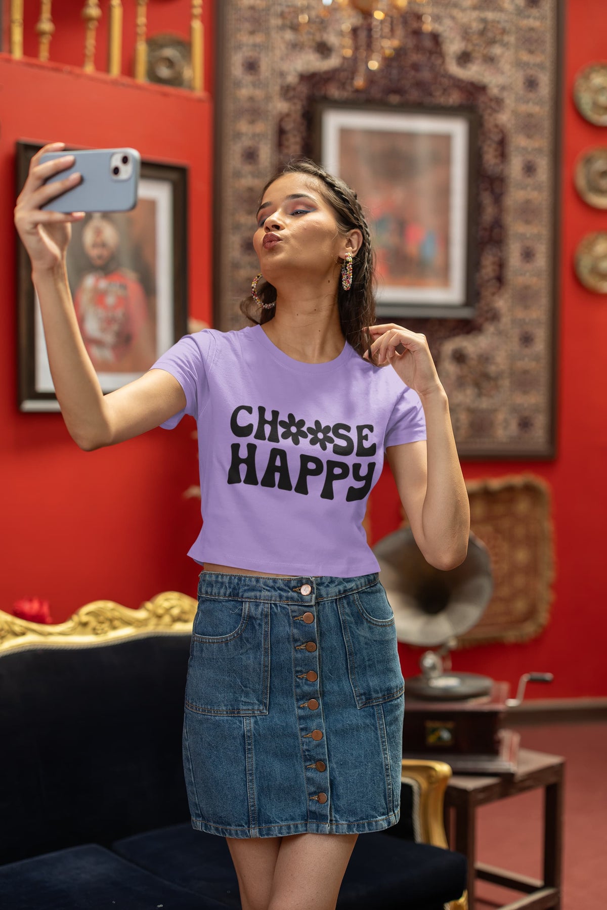 Karavirs® Content Iris Lavender crop top for women India