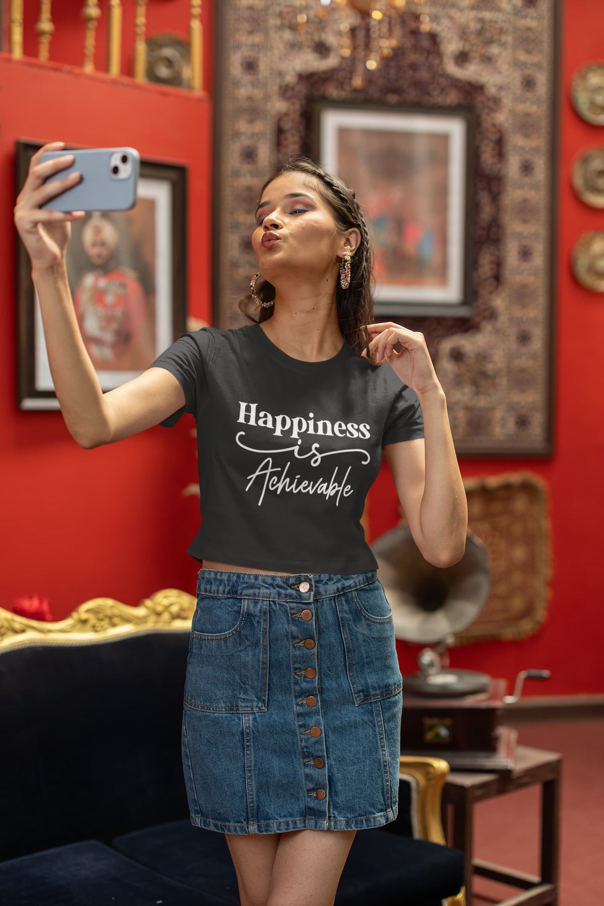 Karavirs® Reachable Black crop top for women India