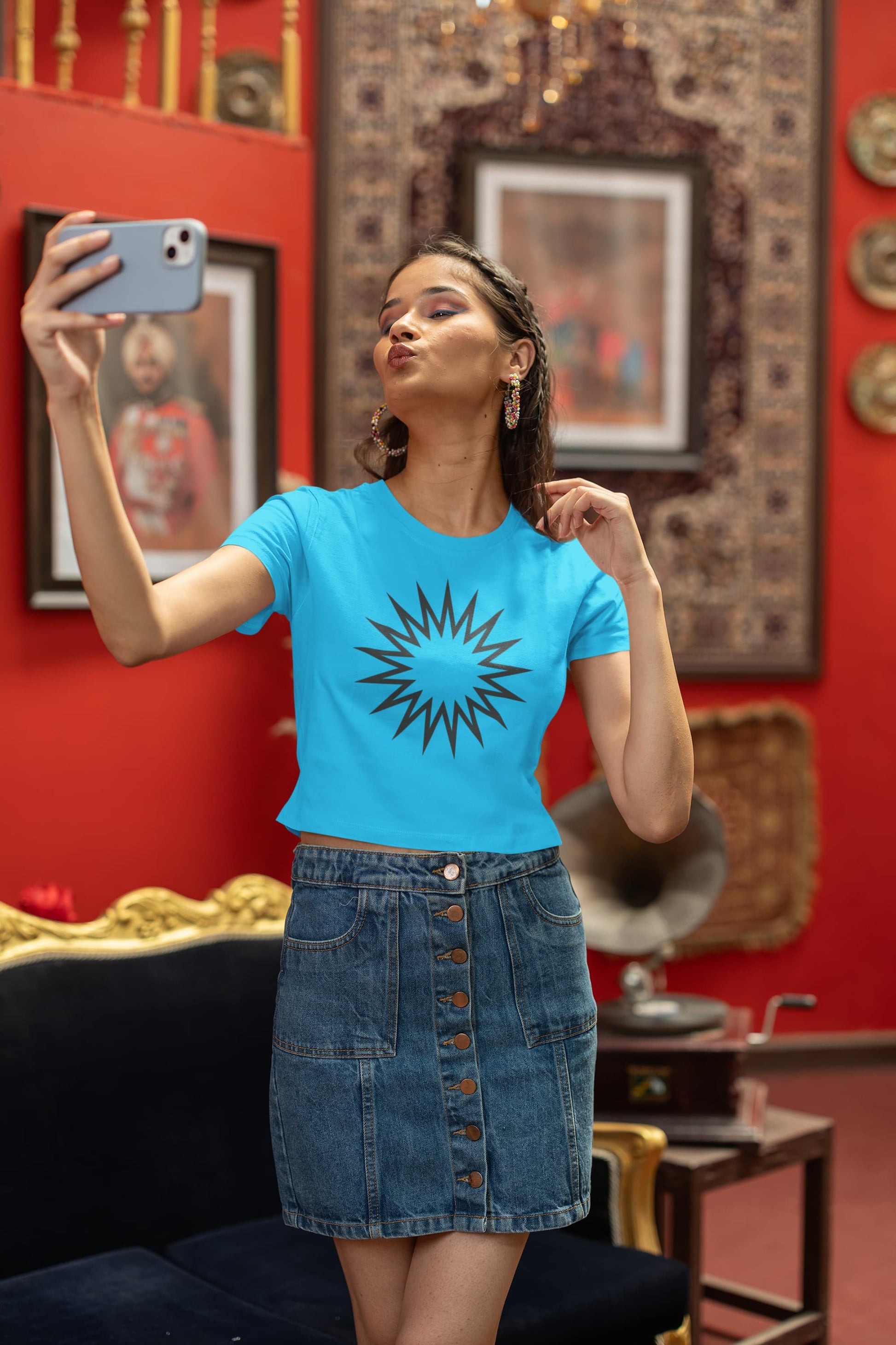 WOMENS SKY BLUE CROP TOP