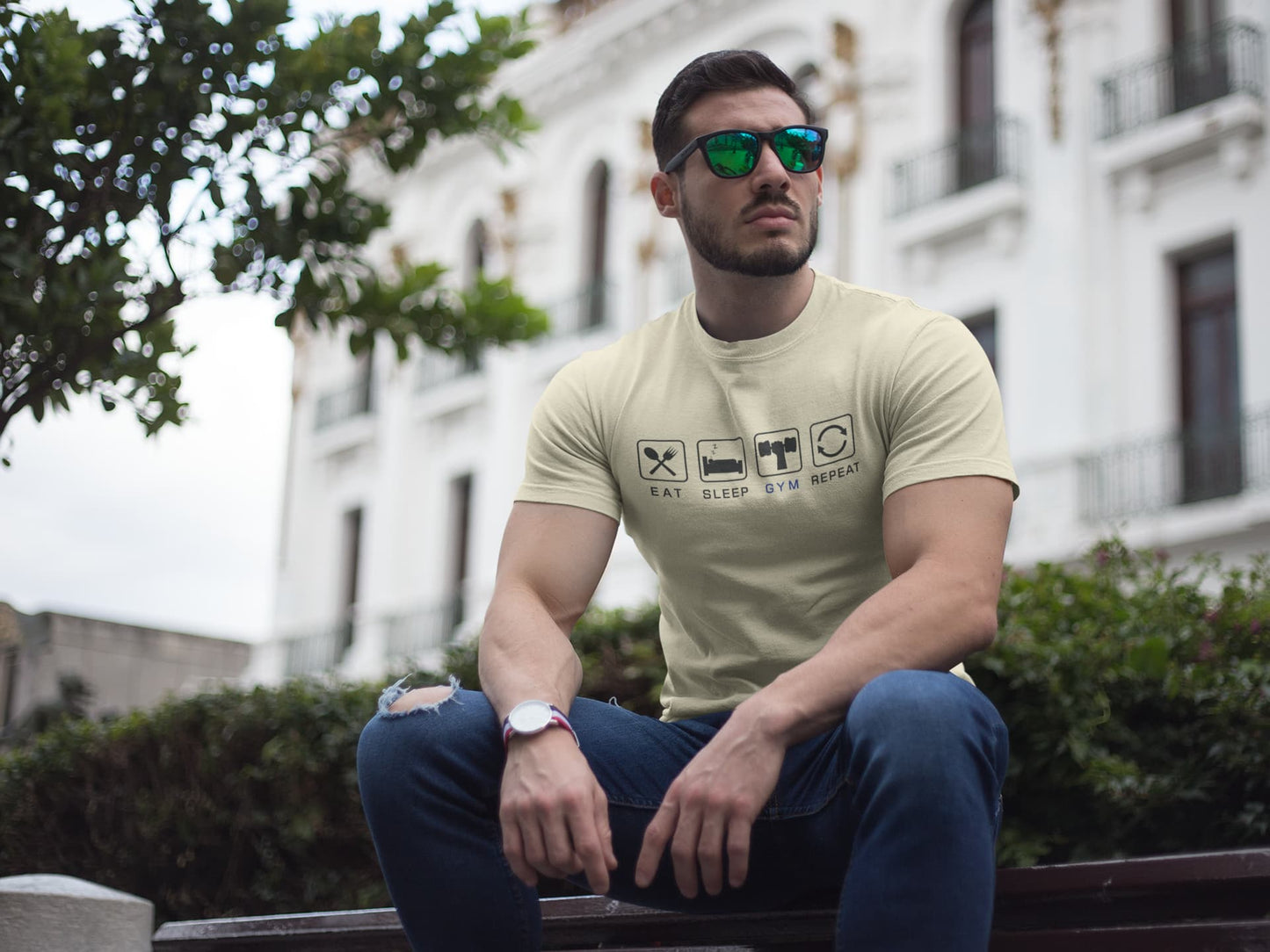 Men's Almond Round Neck T-shirts