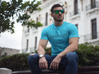 Men's Sky Blue Round Neck T-shirts