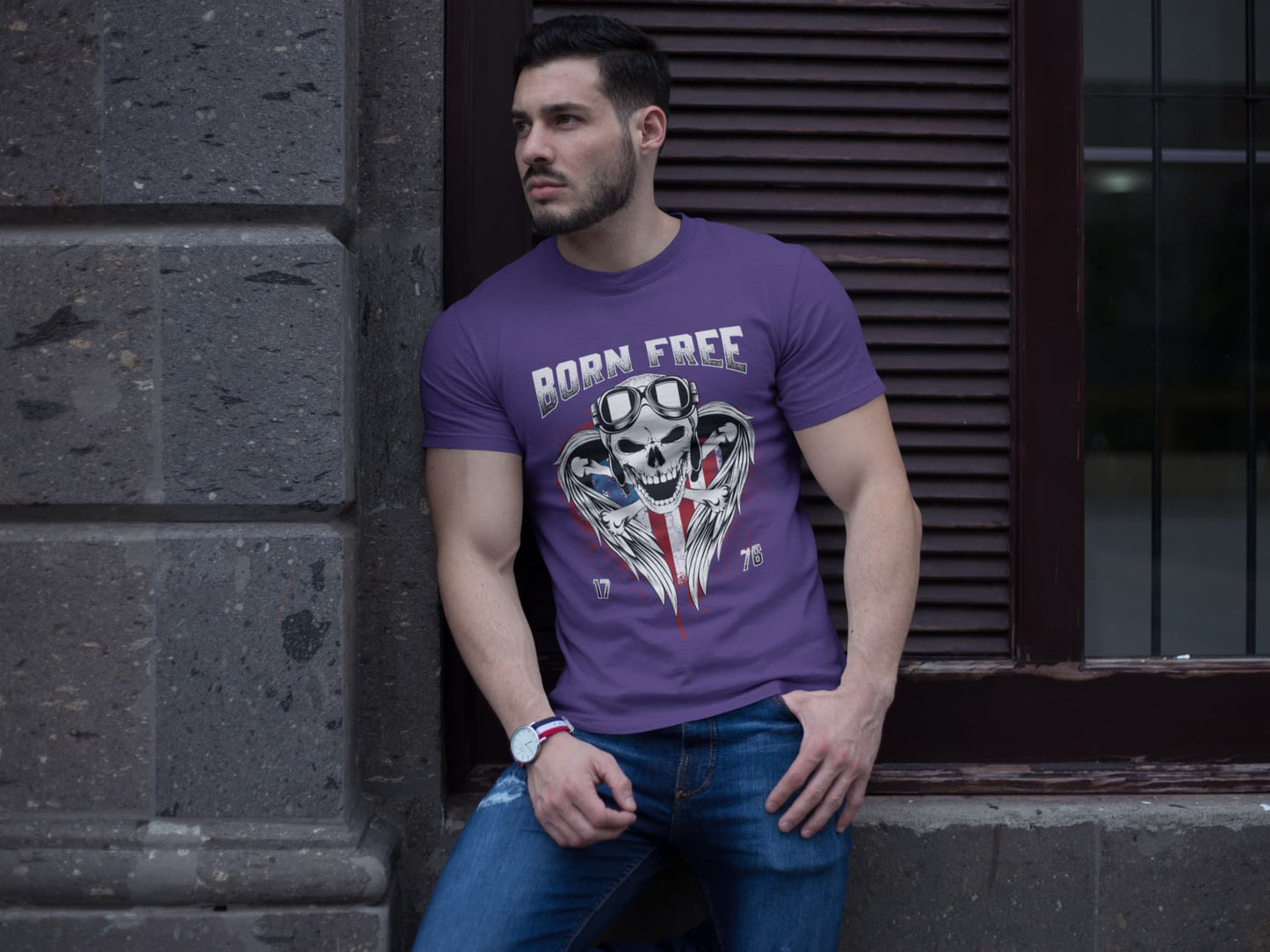 Men's Purple Round Neck T-shirts