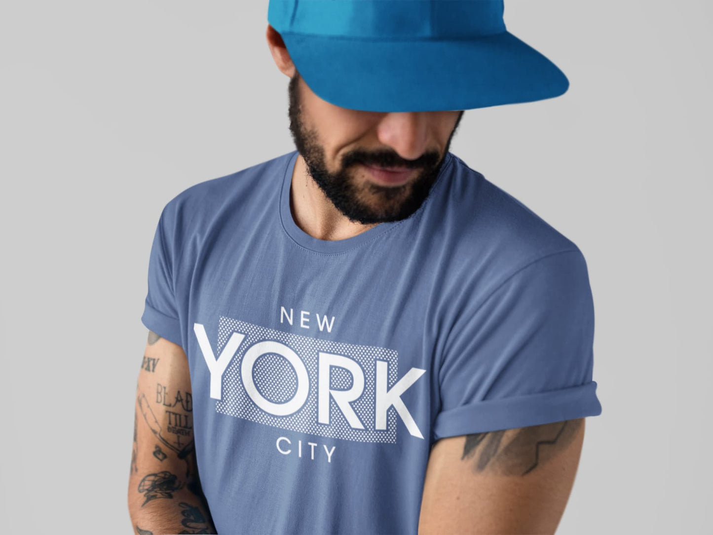 Men's Smoke Blue Round Neck T-shirts