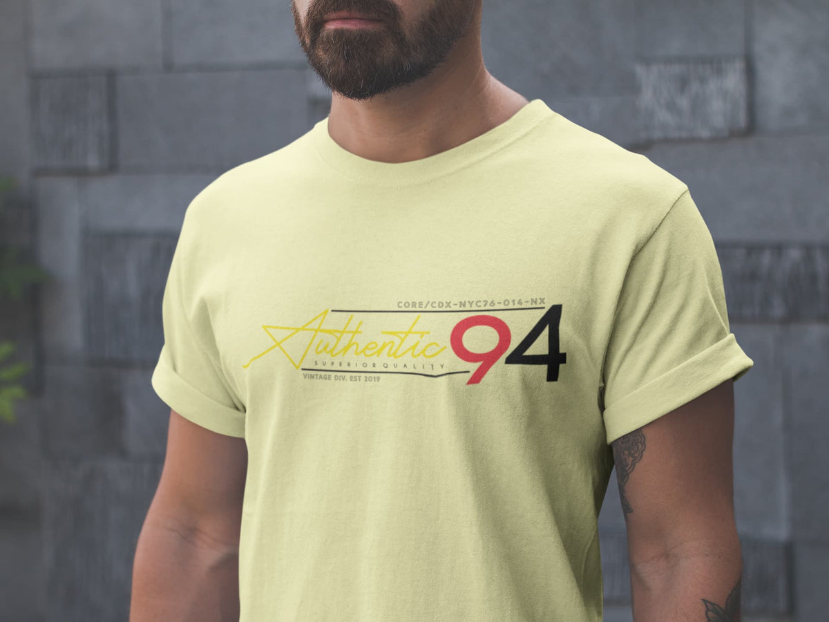 Men's Butter Yellow Round Neck T-shirt