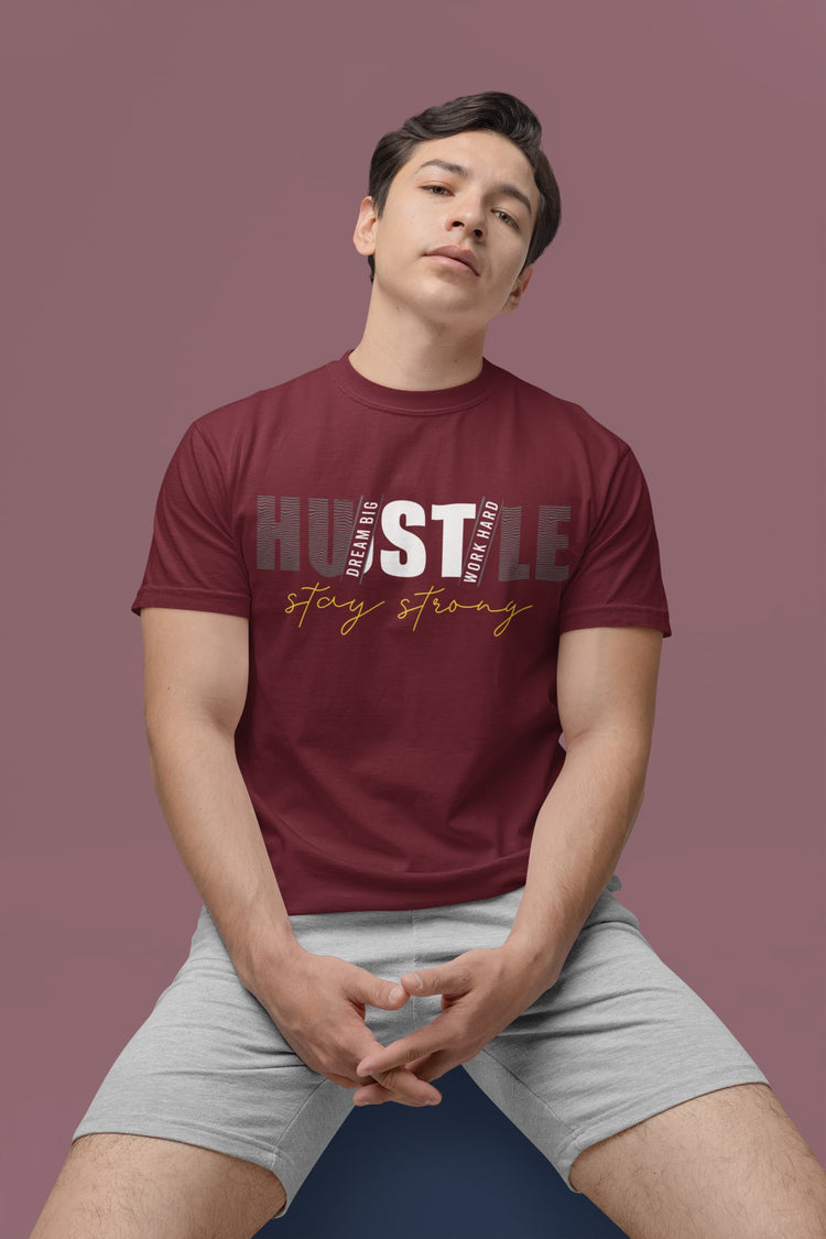 Men’s Maroon Round Neck T-shirts