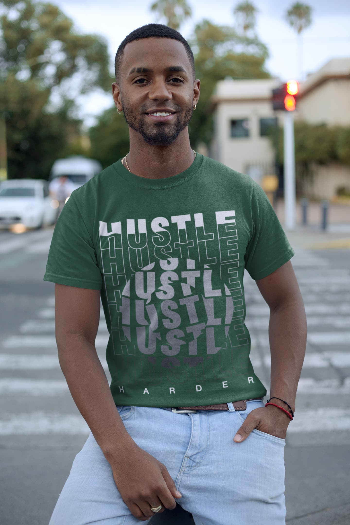 Men's Olive Green Round Neck T-shirts