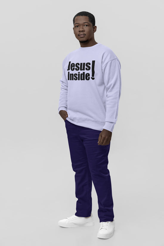 Person wearing a white sweatshirt with &