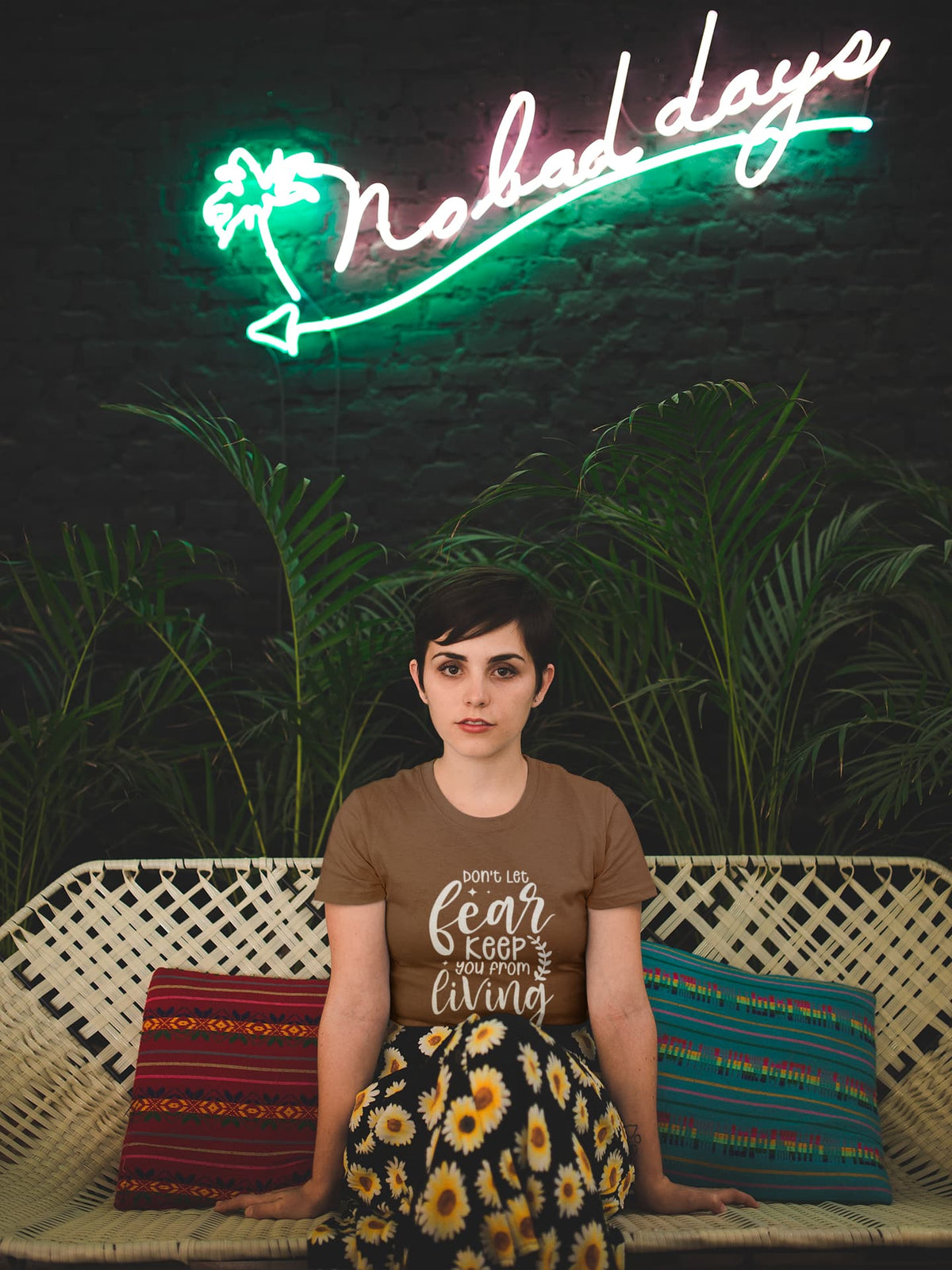 Karavirs® Fearful Coffee Brown graphic tee for women India
