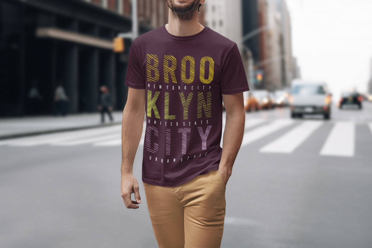 Men's Burgundy Round Neck T-shirts