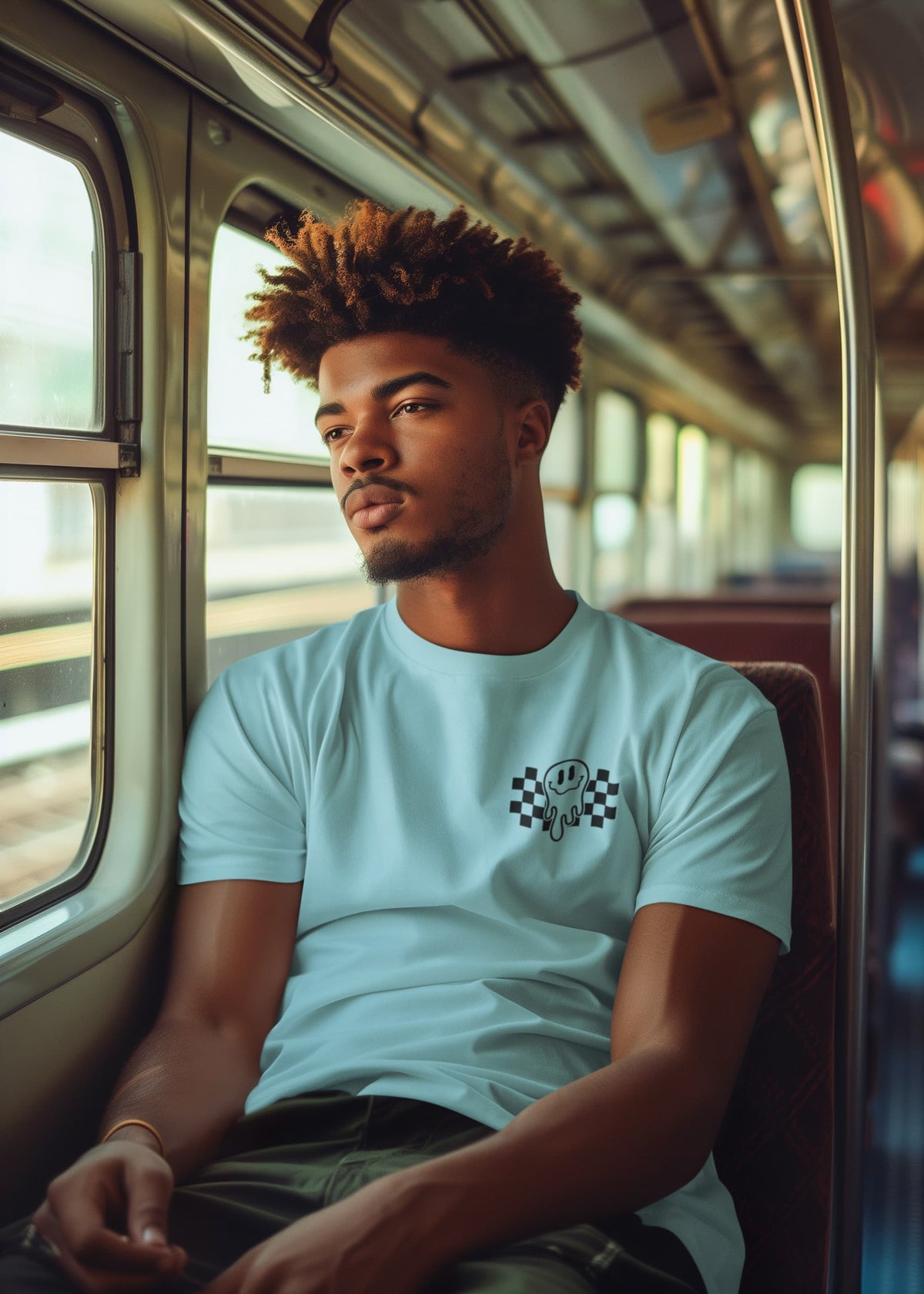 Men's Surf Blue Round Neck T-shirts