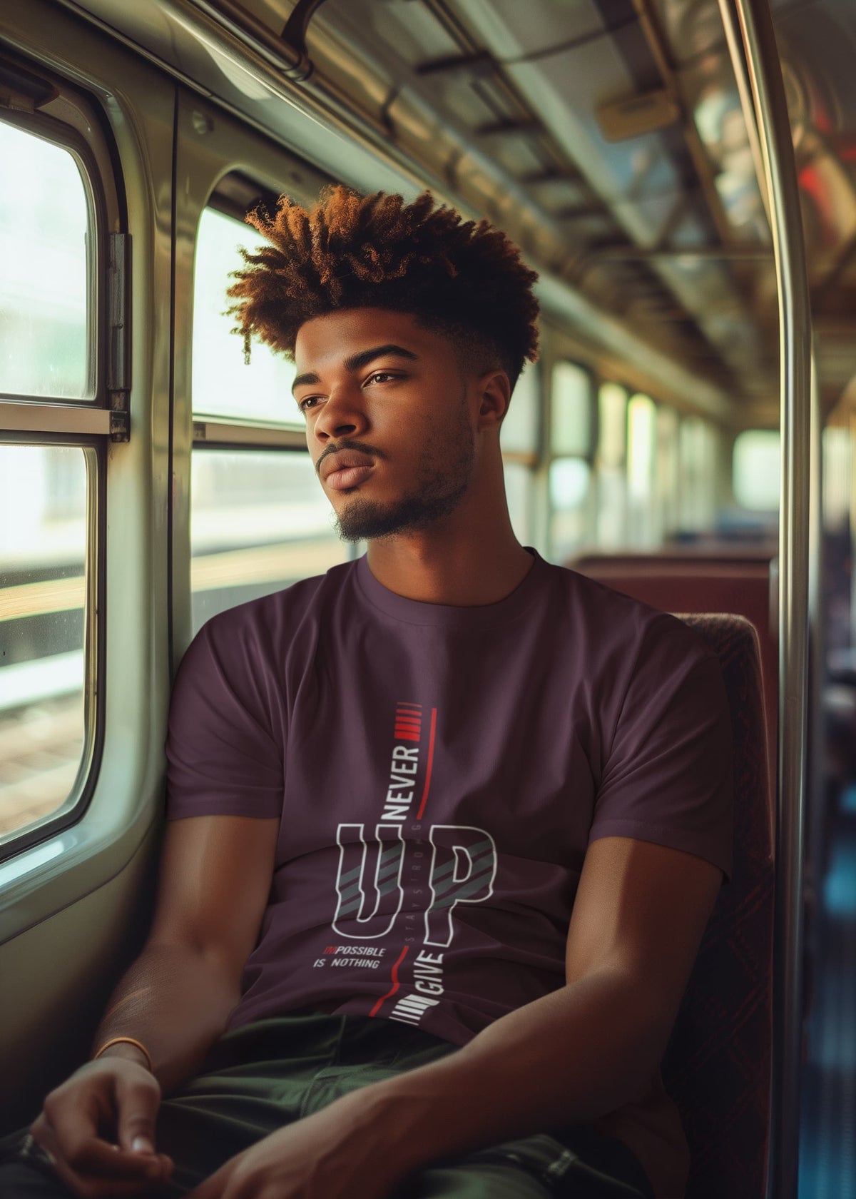 Men's Burgundy Round Neck T-shirts