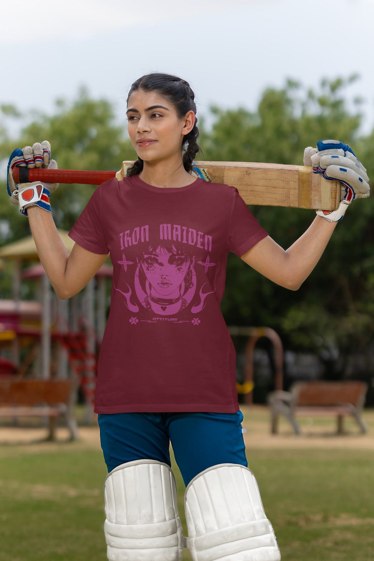Women's Maroon Round Neck T-shirt