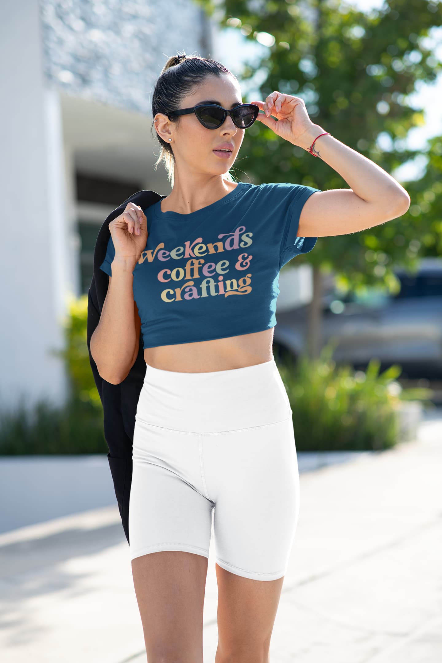 Women's Navy Blue Crop Tops