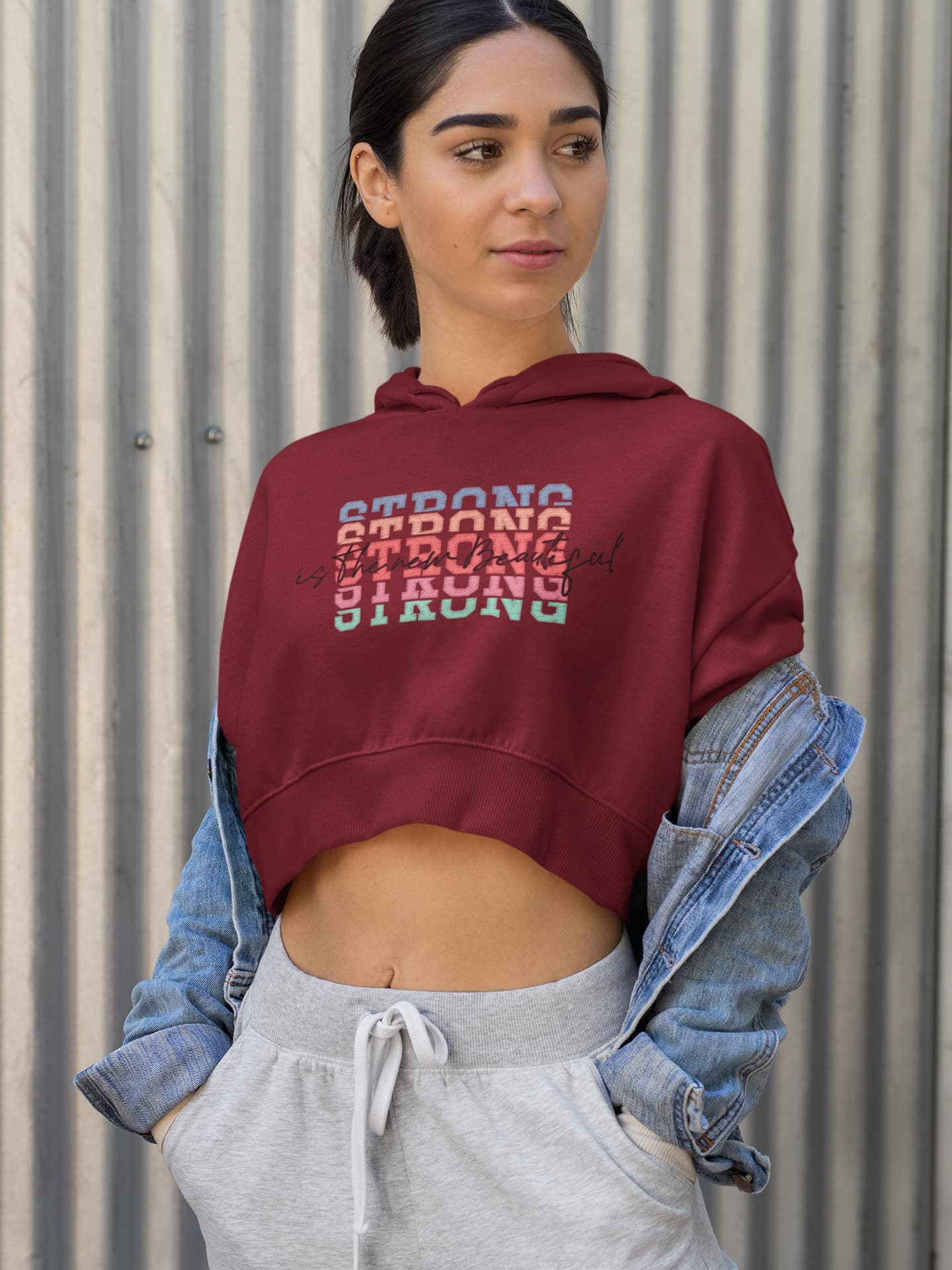 Women's Maroon Crop Hoodies