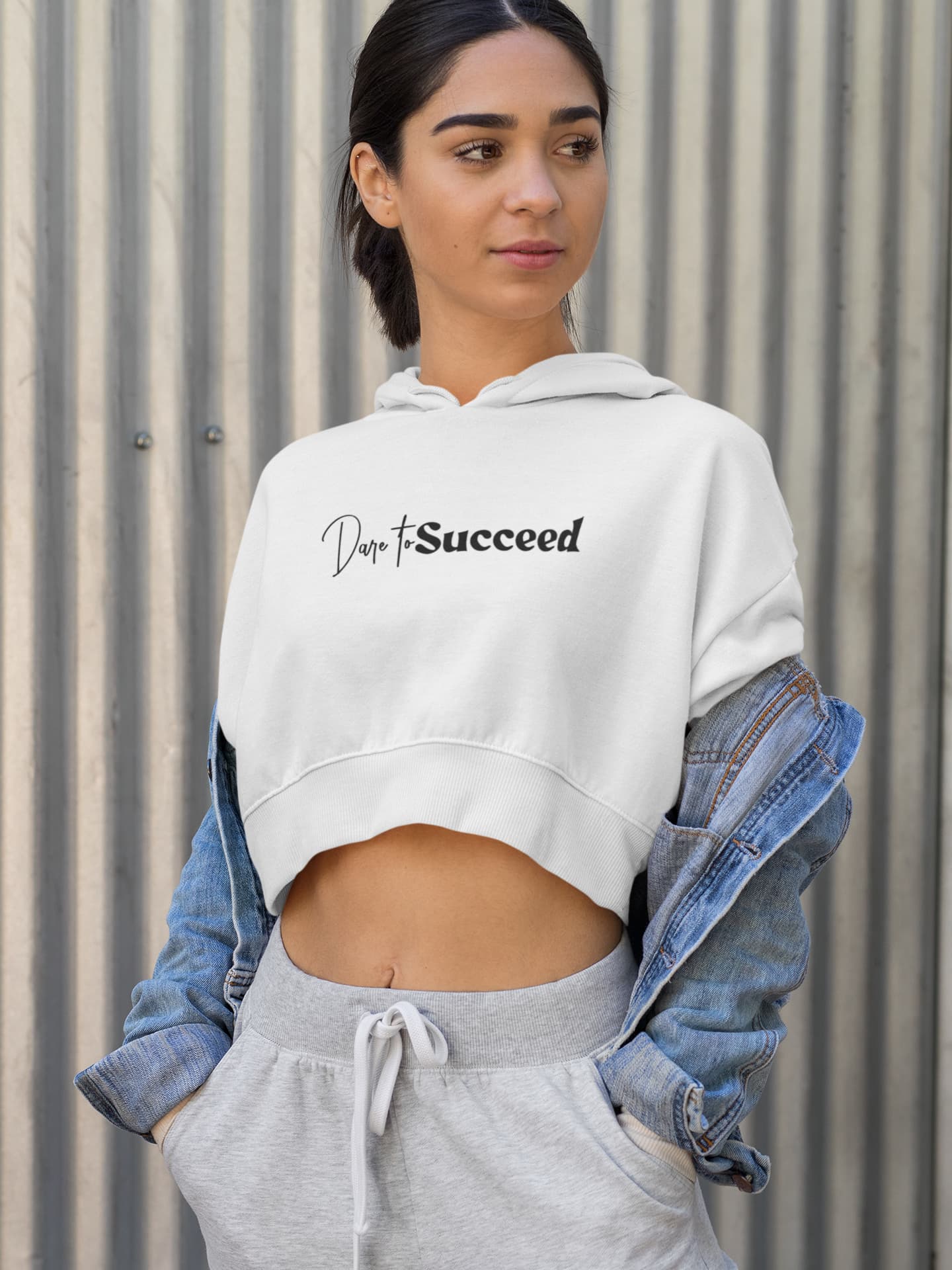 WOMENS WHITE CROP HOODIES