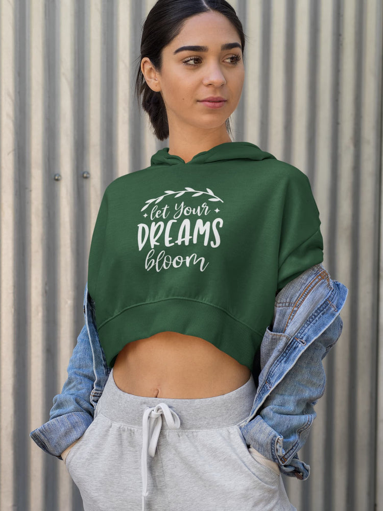 WOMENS OLIVE GREEN CROP HOODIES