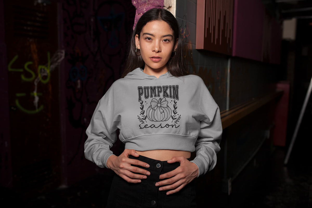 Karavirs® Platinum Melange Grey crop hoodie for women India