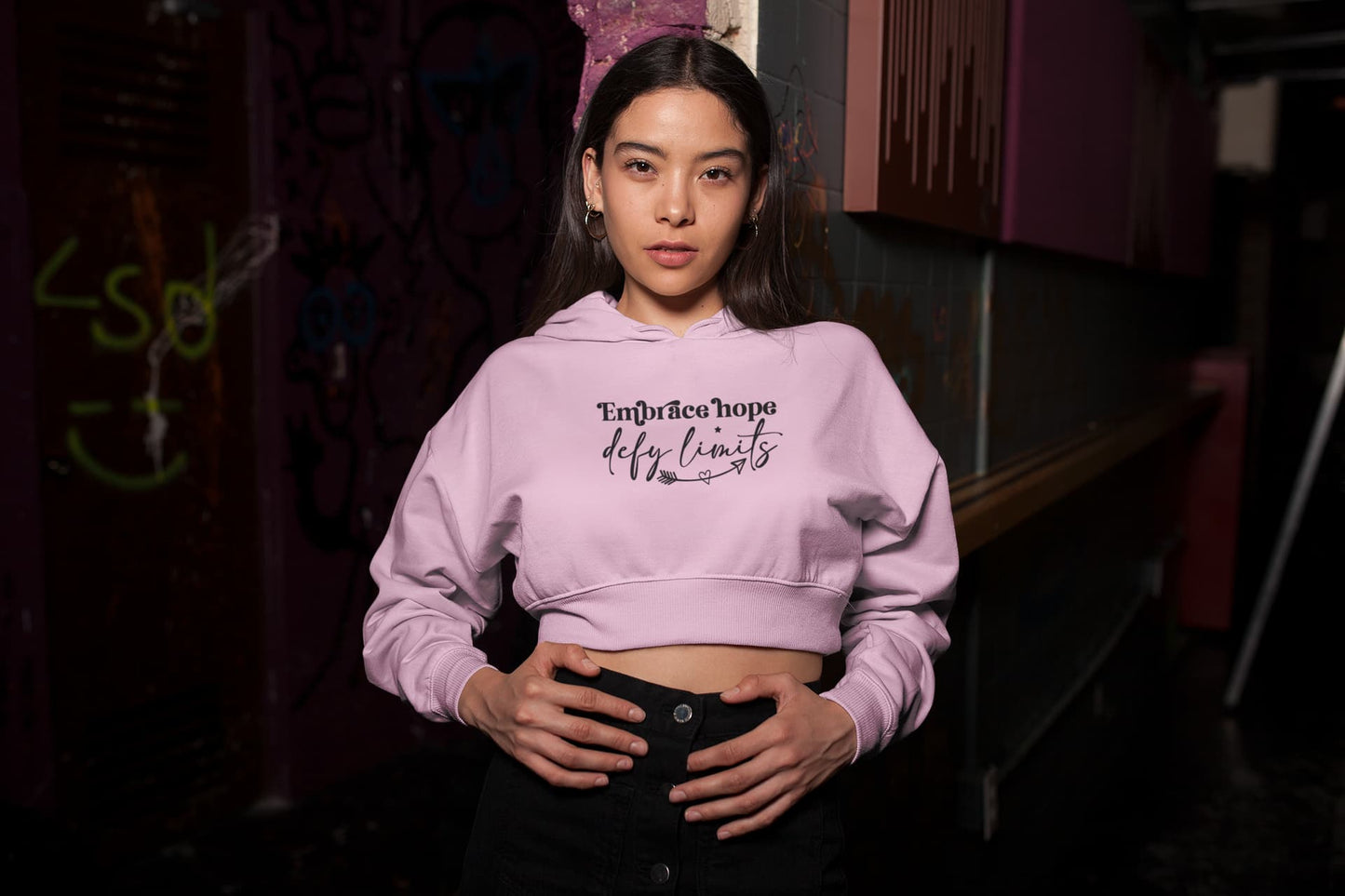 WOMENS LIGHT PINK CROP HOODIES