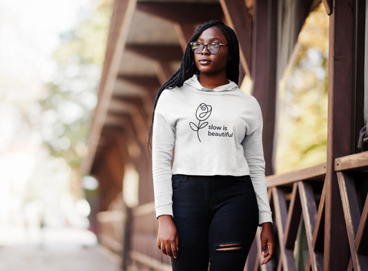 WOMENS WHITE CROP HOODIES