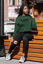 WOMENS OLIVE GREEN CROP HOODIES
