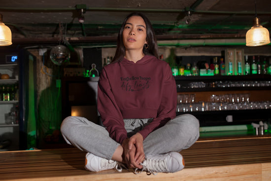 WOMENS MAROON CROP HOODIES