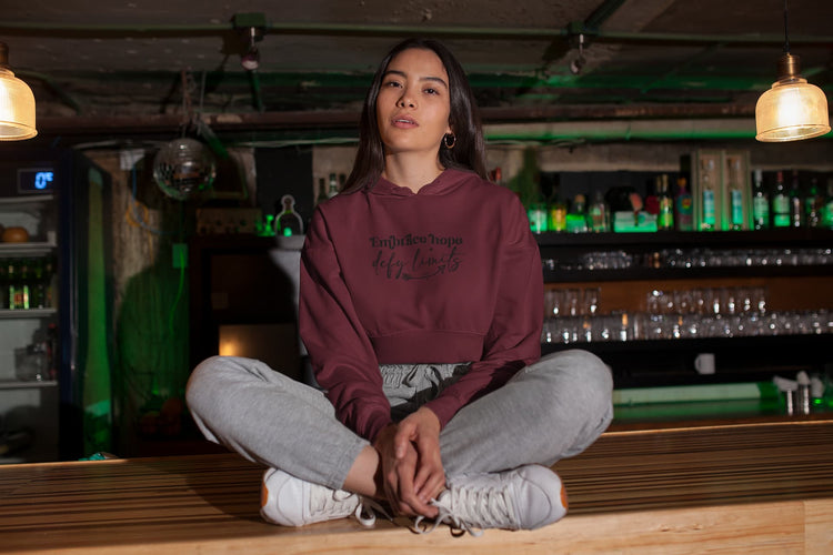WOMENS MAROON CROP HOODIES