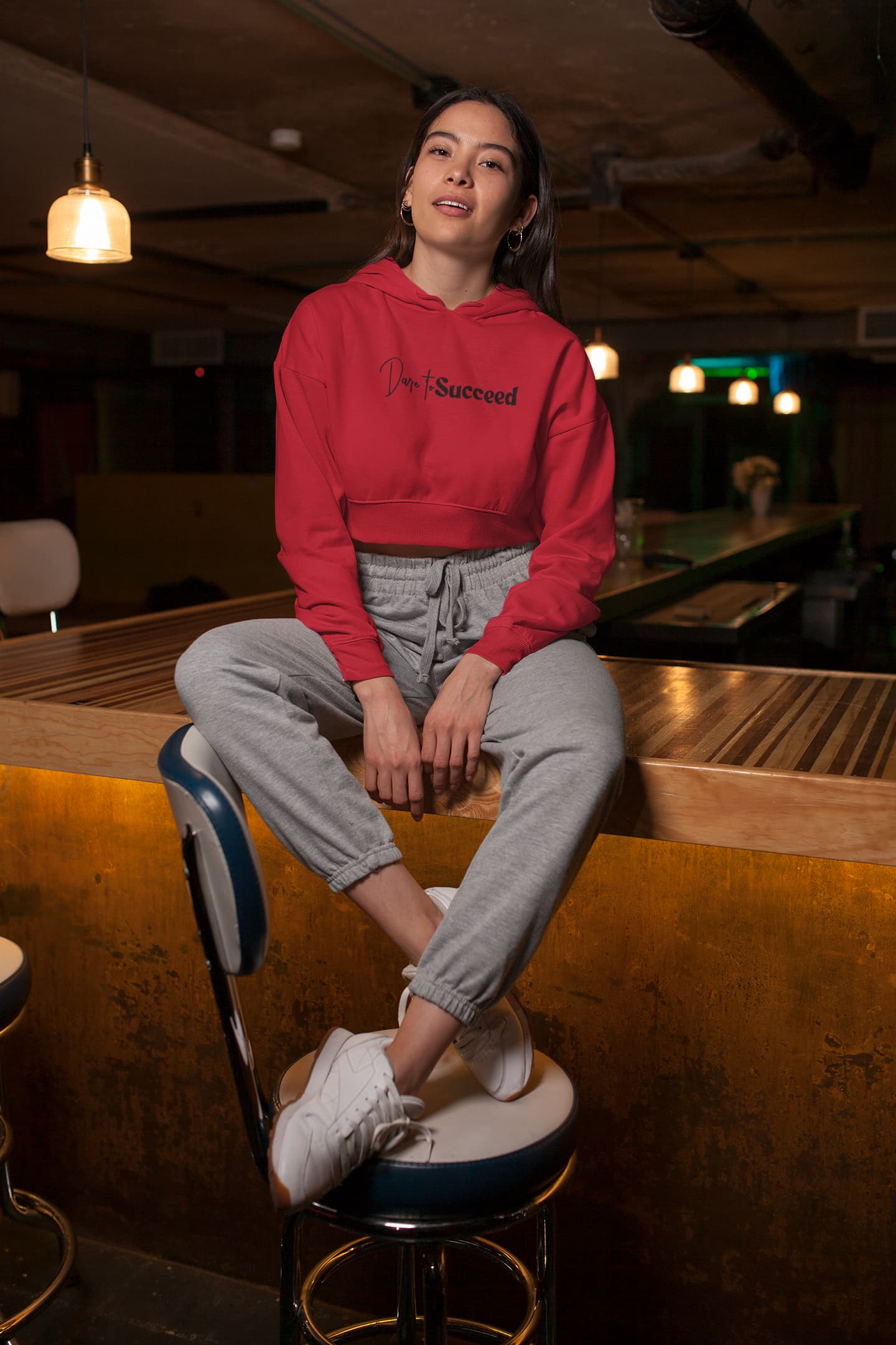 WOMENS RED CROP HOODIES