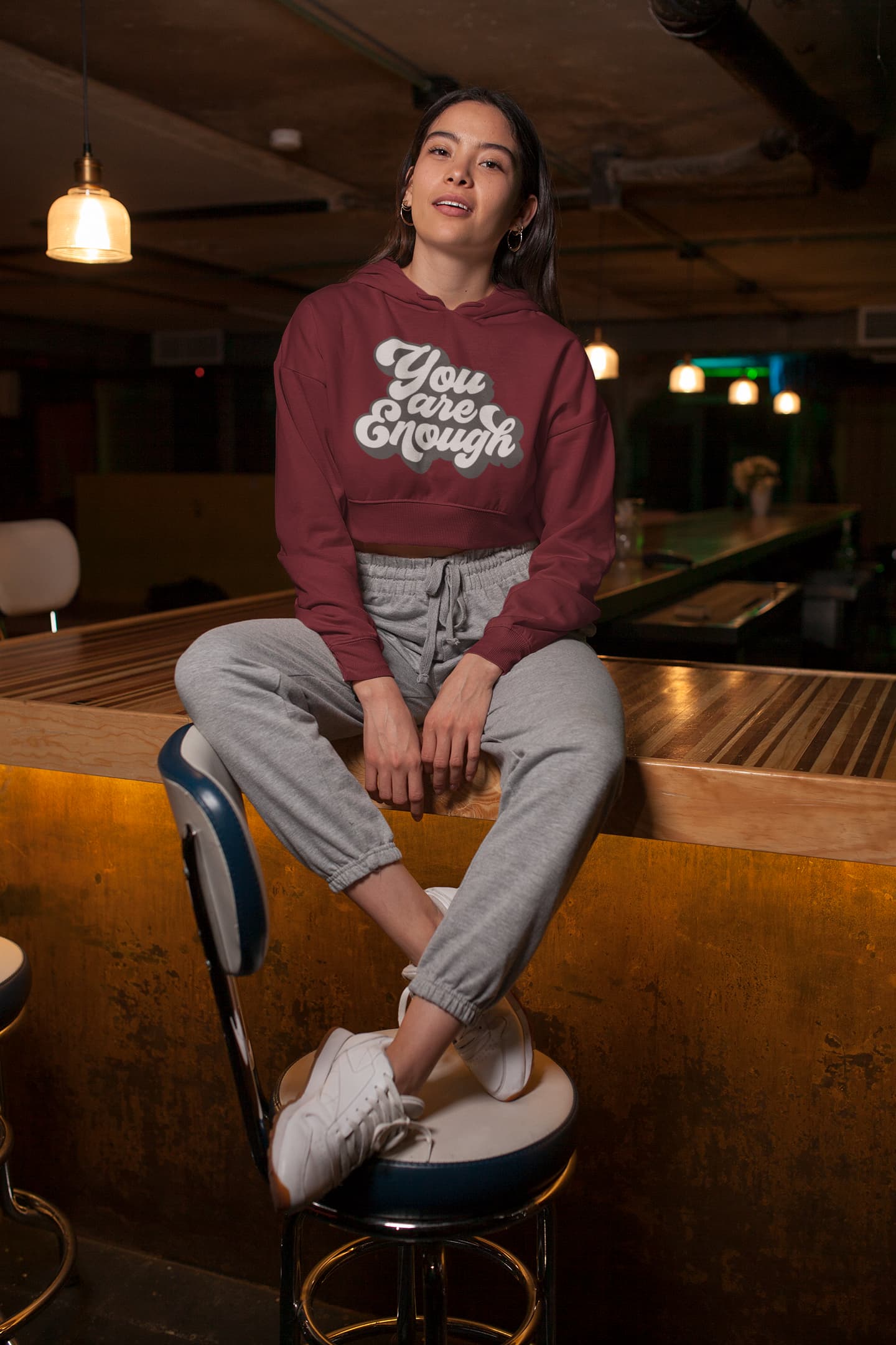 Women's Maroon Crop Hoodies
