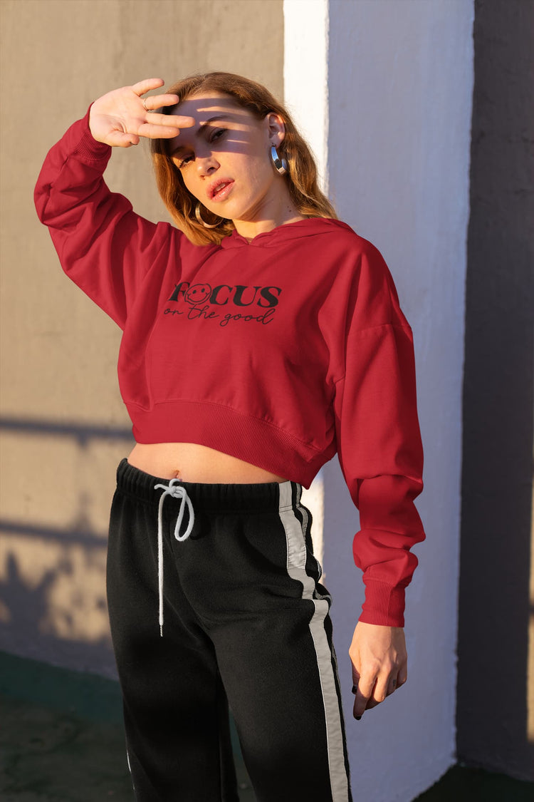 WOMENS RED CROP HOODIES