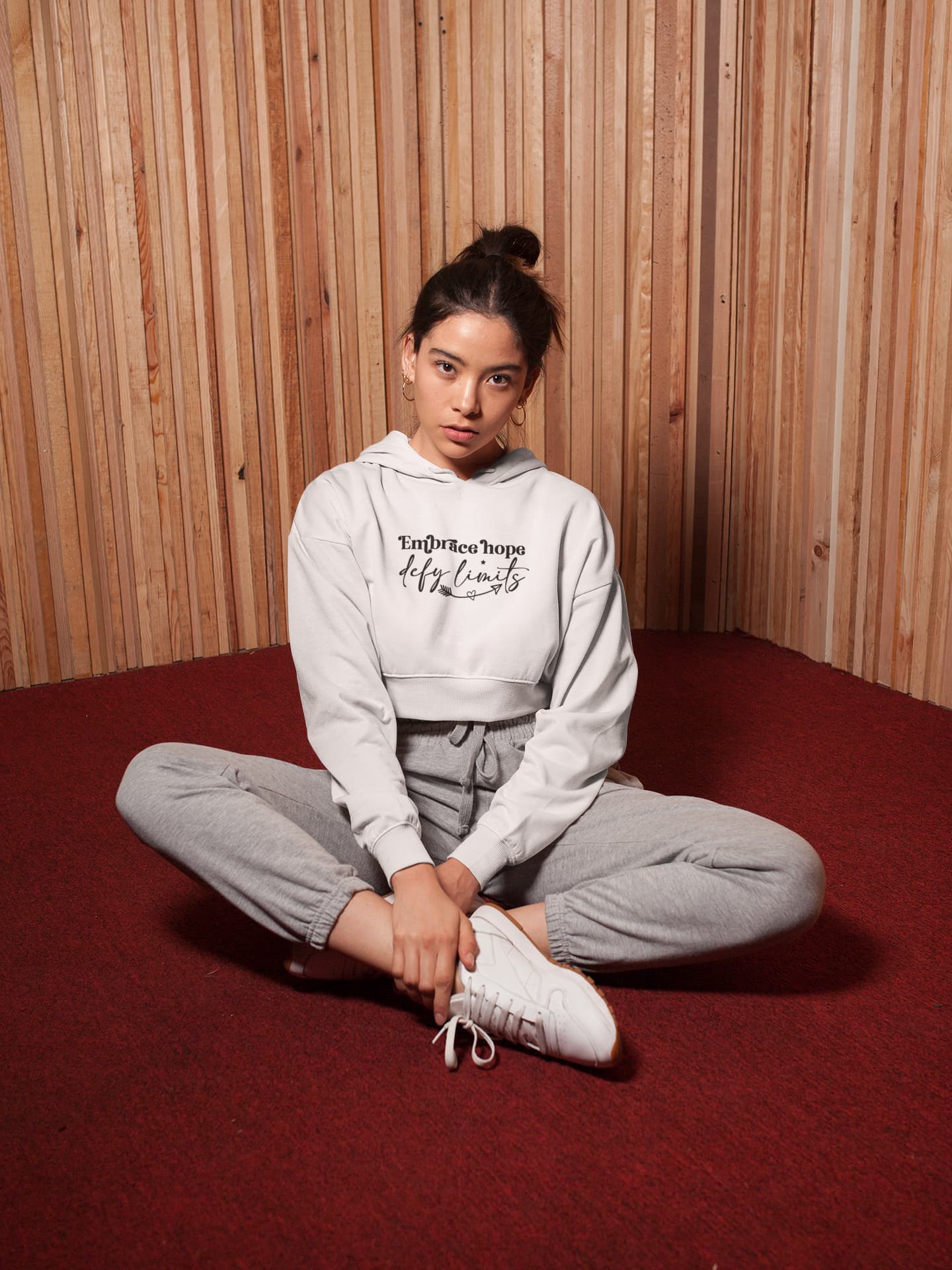 WOMENS WHITE CROP HOODIES