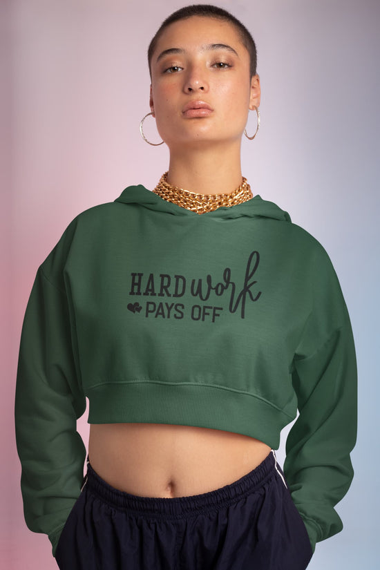 WOMENS OLIVE GREEN CROP HOODIES
