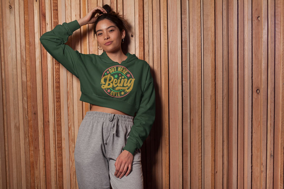 Karavirs® Charming Olive Green crop hoodie for women India