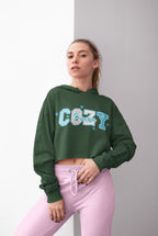 Women's Olive Green Crop Hoodies