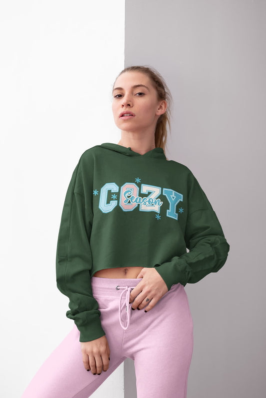 Women's Olive Green Crop Hoodies