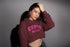 Women Wearing  Maroon Crop Hoodie 