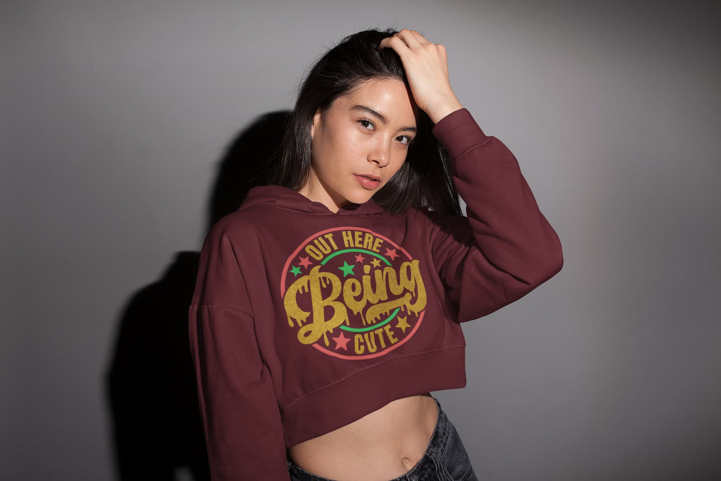 Women's Maroon Crop Hoodies