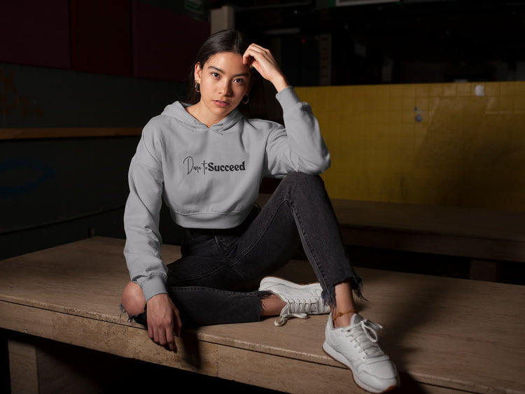 WOMENS MELANGE GREY CROP HOODIES
