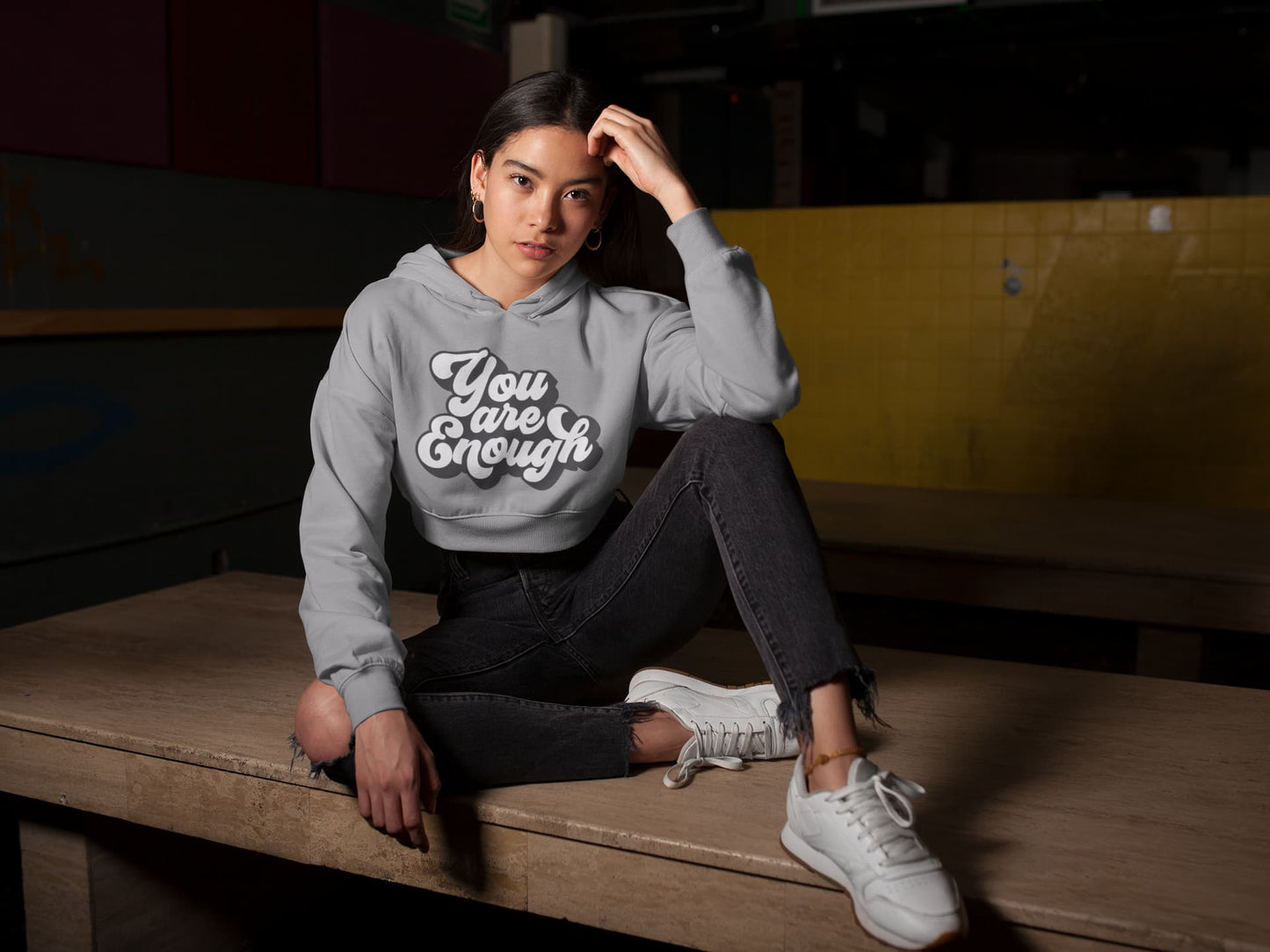 Women's Mélange Grey Crop Hoodies