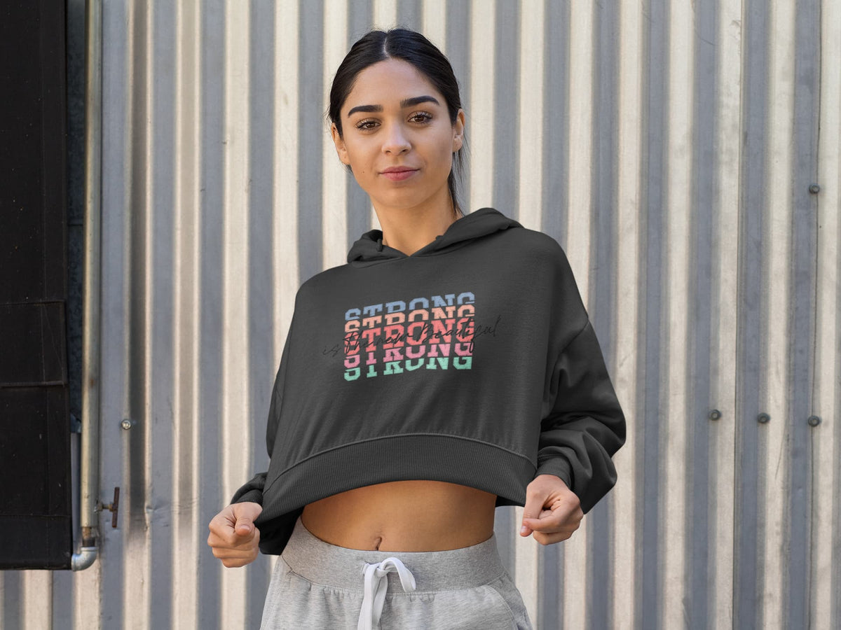 Karavirs® Strong Black crop hoodie for women India