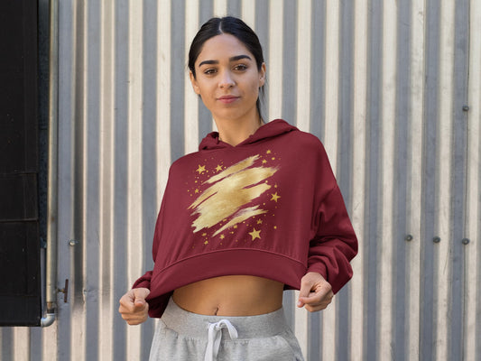 Women's Maroon Crop Hoodies