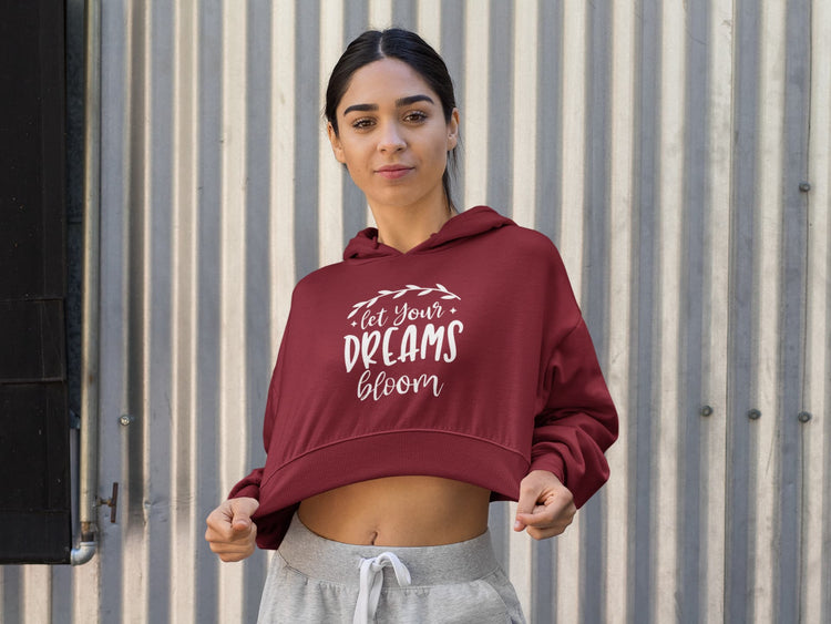 WOMENS MAROON CROP HOODIES