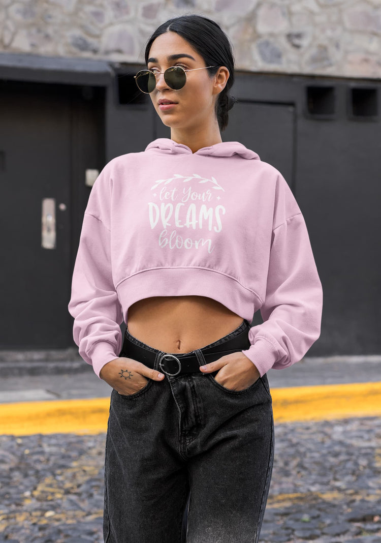 WOMENS LIGHT PINK CROP HOODIES