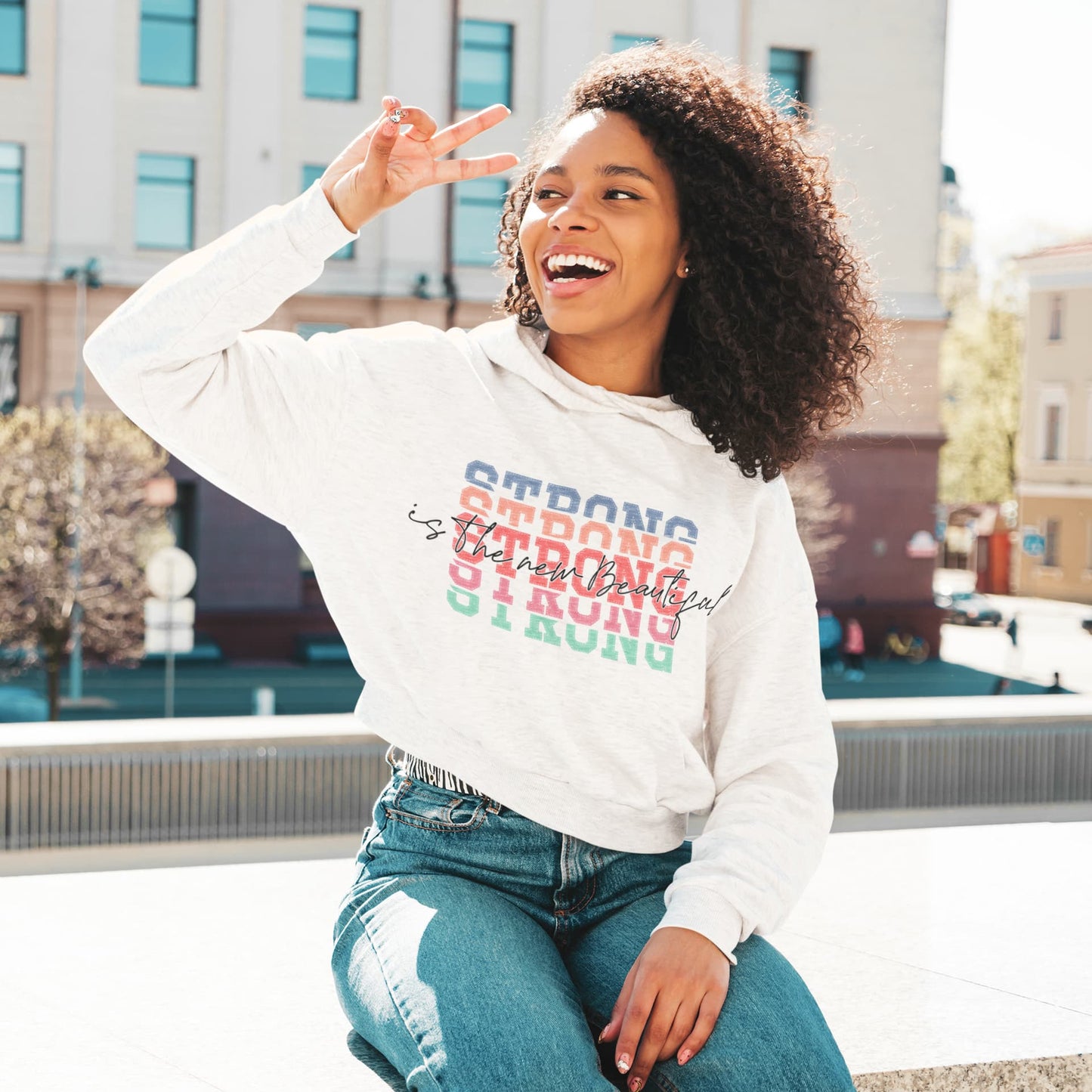 Women's White Crop Hoodies