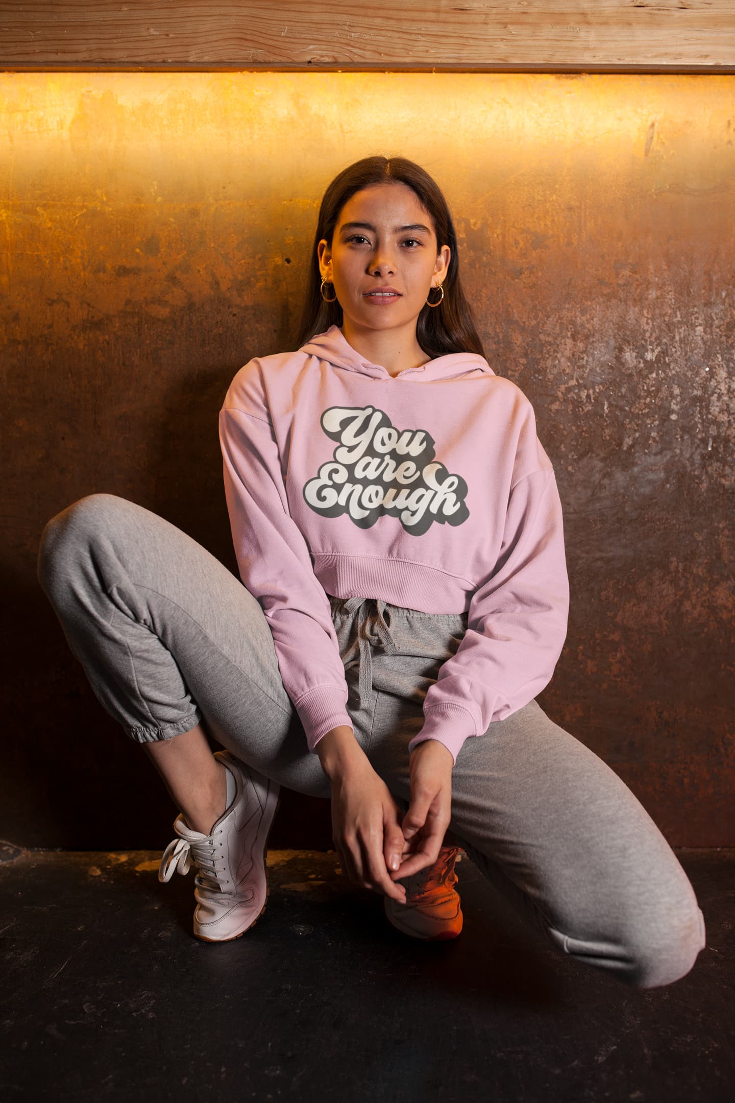 Women's Light Pink Crop Hoodies